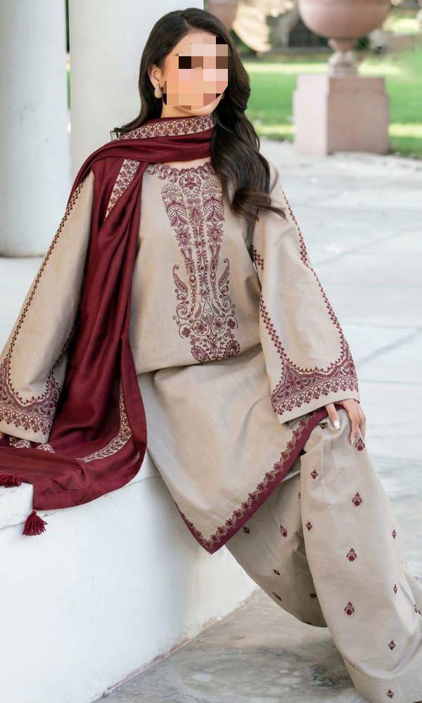 Dhanak Embroidered 3Piece D-002