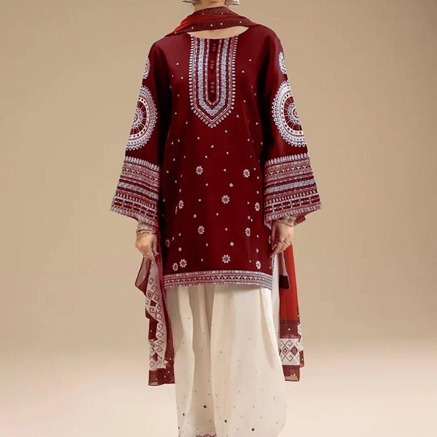 Dhanak Embroidered 3Piece D-004