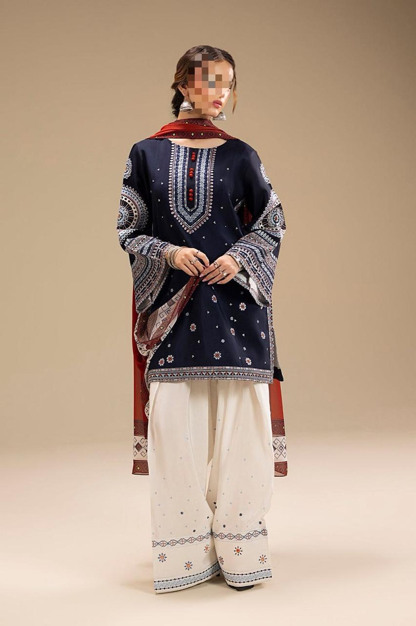 Dhanak Embroidered 3Piece D-001