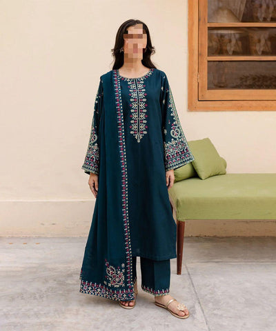 Dhanak Embroidered 3Piece D-006