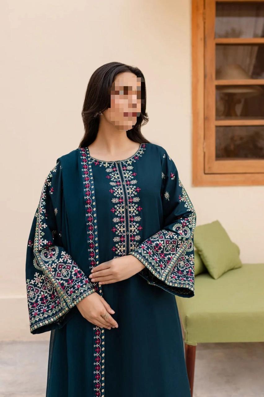 Dhanak Embroidered 3Piece D-006