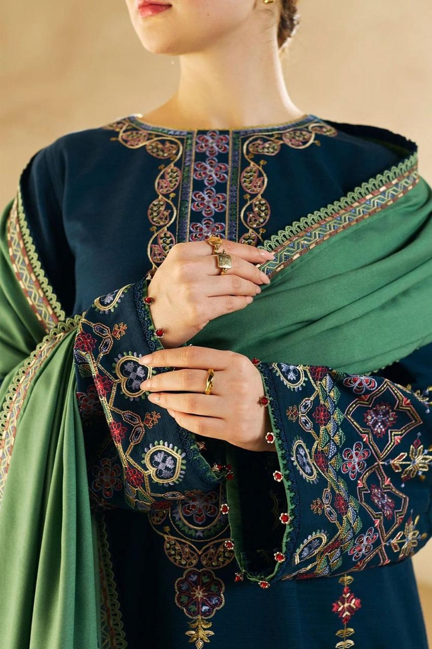 Dhanak Embroidered 3Piece D-003