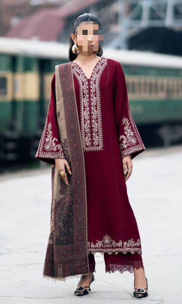 Dhanak Embroidered 3Piece D-011