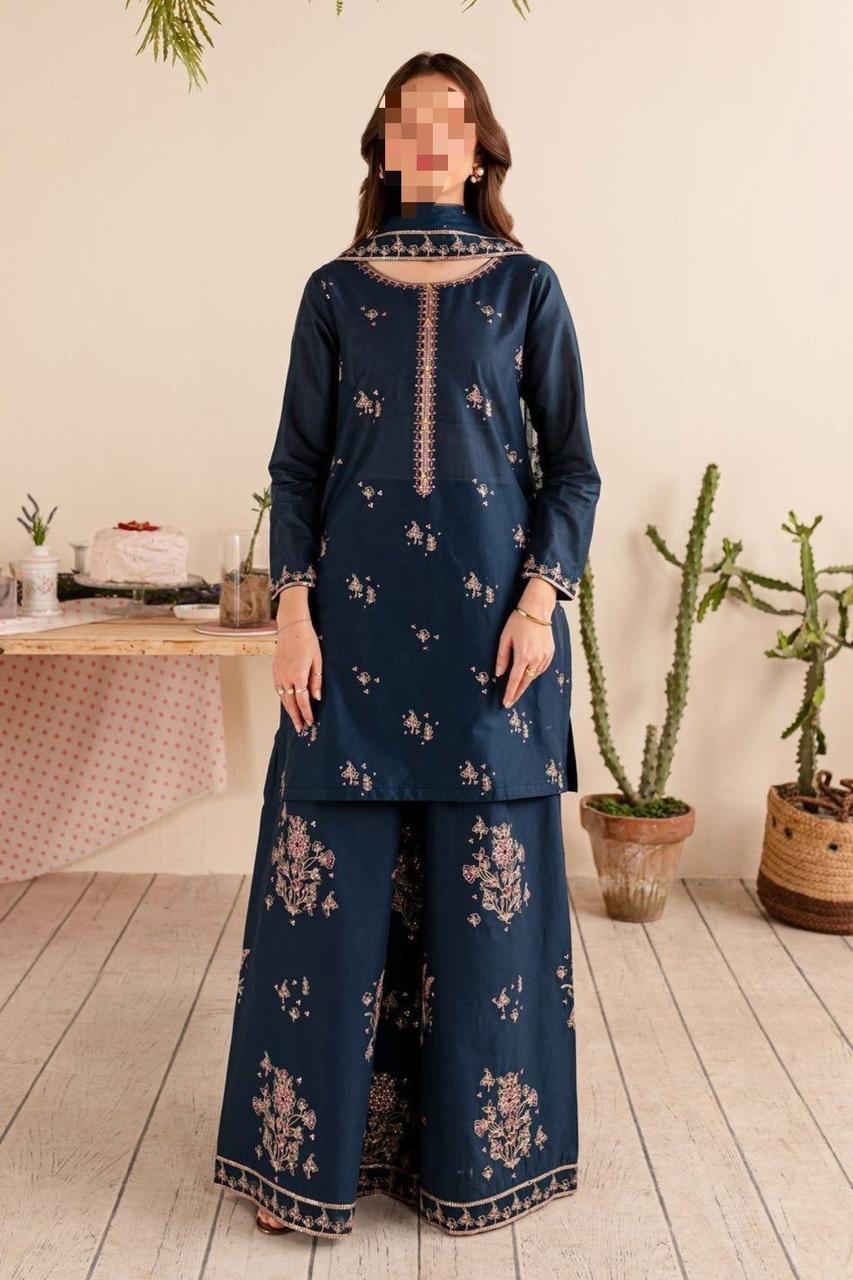 Dhanak Embroidered 3Piece D-014