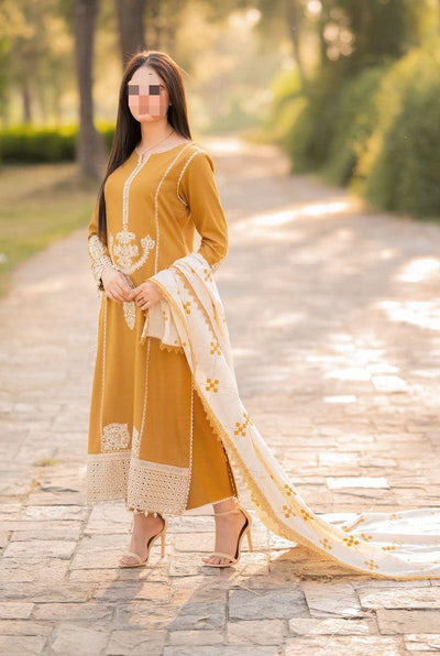 Dhanak Embroidered 3Piece D-010