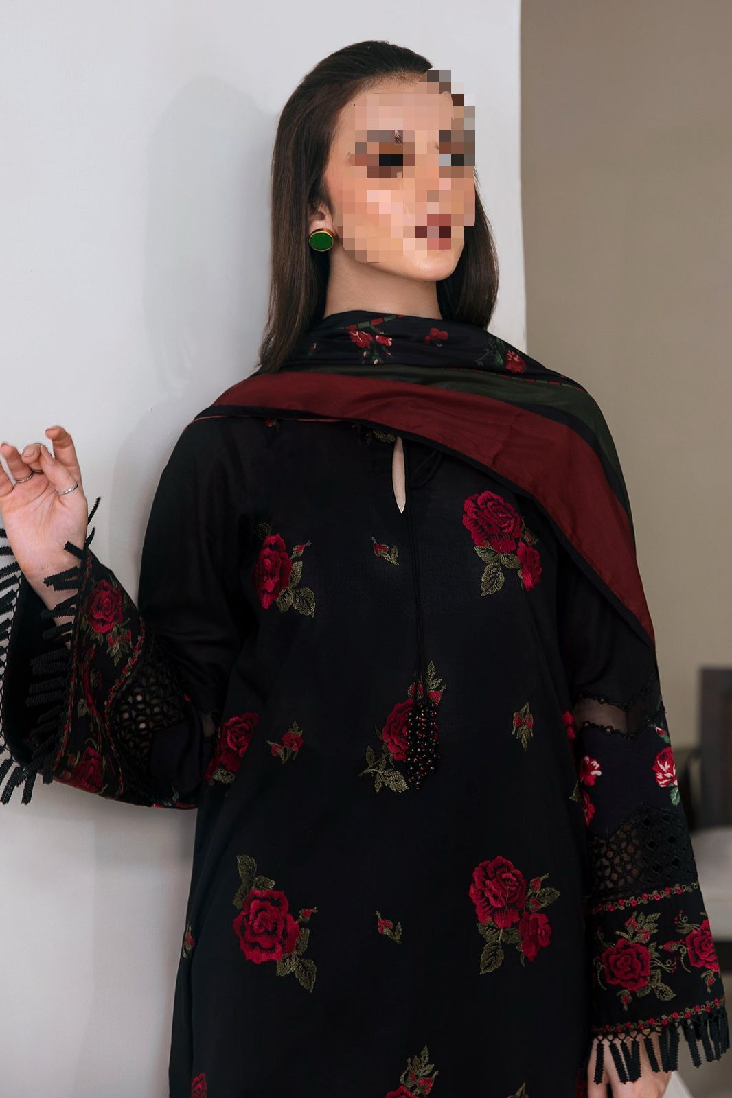 Dhanak Embroidered 3Piece D-001