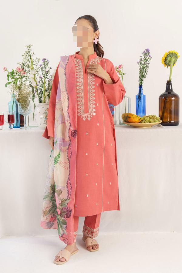 Dhanak Embroidered 3Piece D-002
