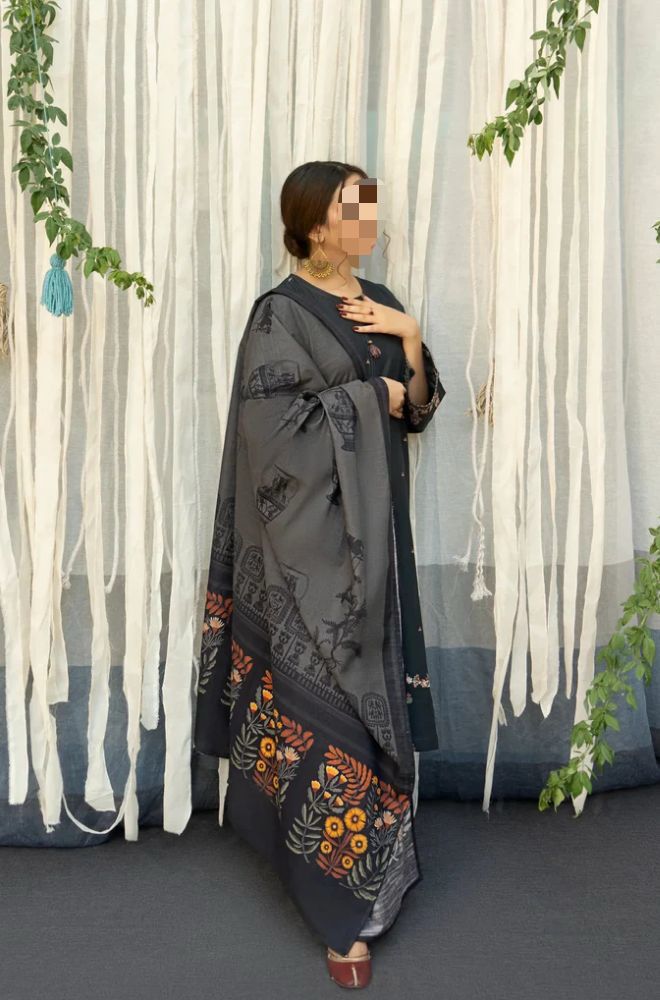 Dhanak Embroidered 3Piece D-004