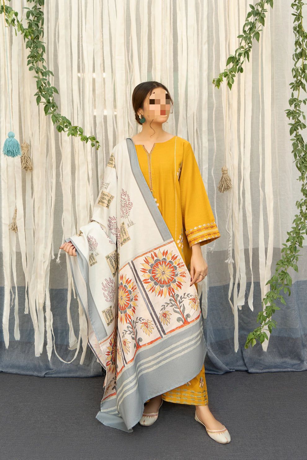 Dhanak Embroidered 3Piece D-006