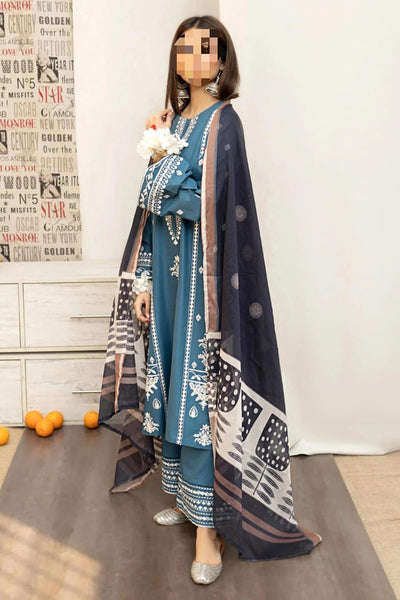Dhanak Embroidered 3Piece D-007