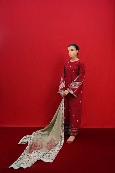 Dhanak Embroidered 3Piece D-020