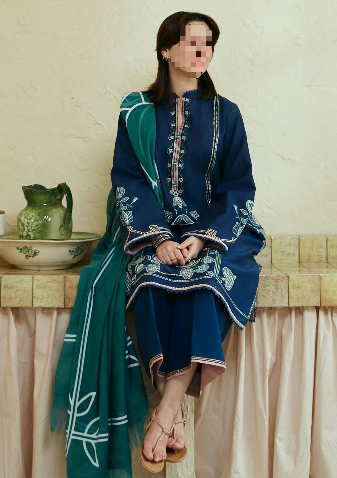 Dhanak Embroidered 3Piece D-025