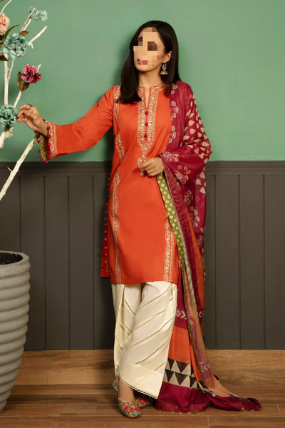 Dhanak Embroidered 3Piece D-028