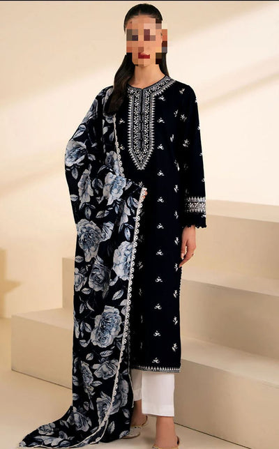 Dhanak Embroidered 3Piece D-029