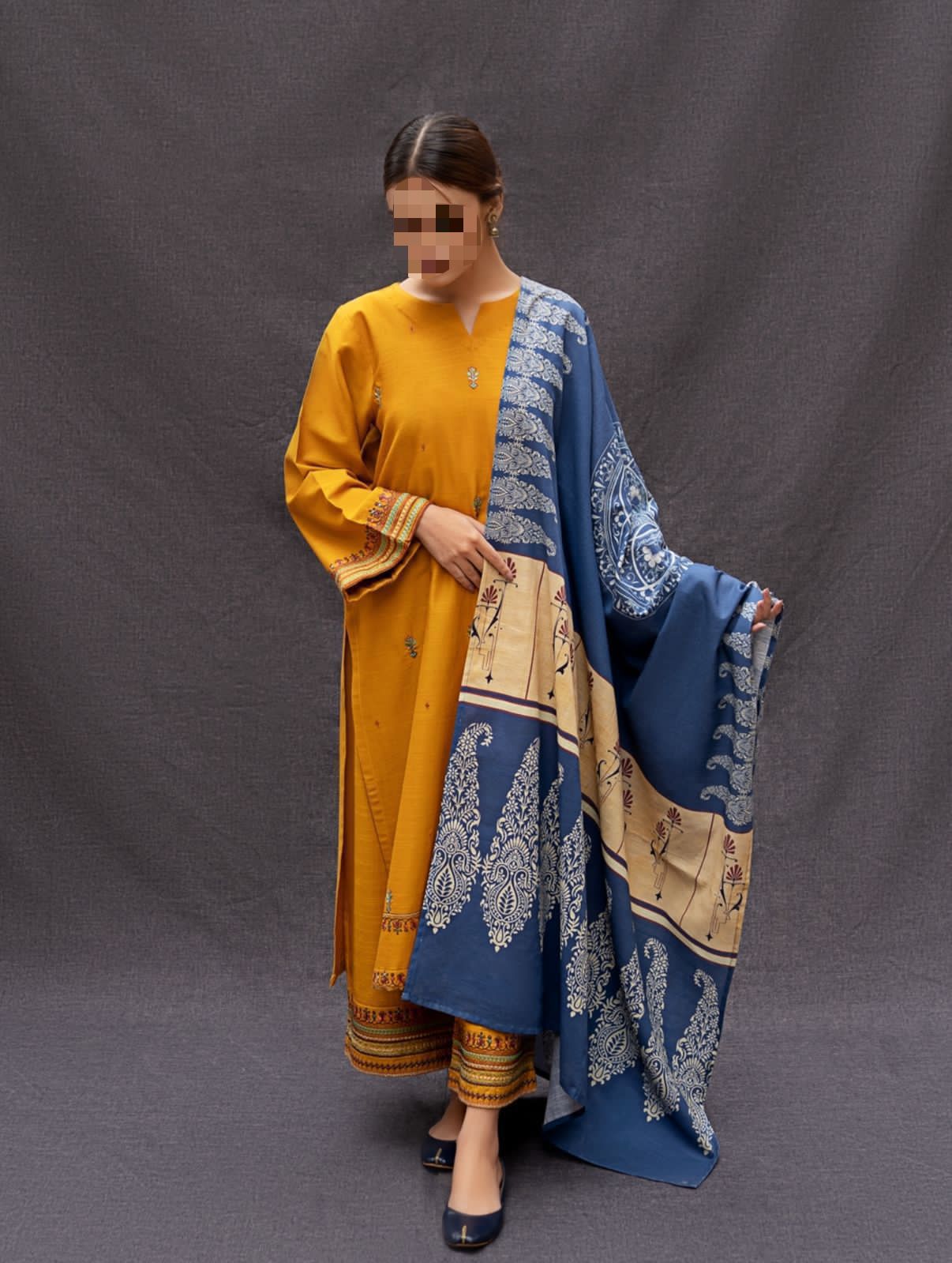 Dhanak Embroidered 3Piece D-033