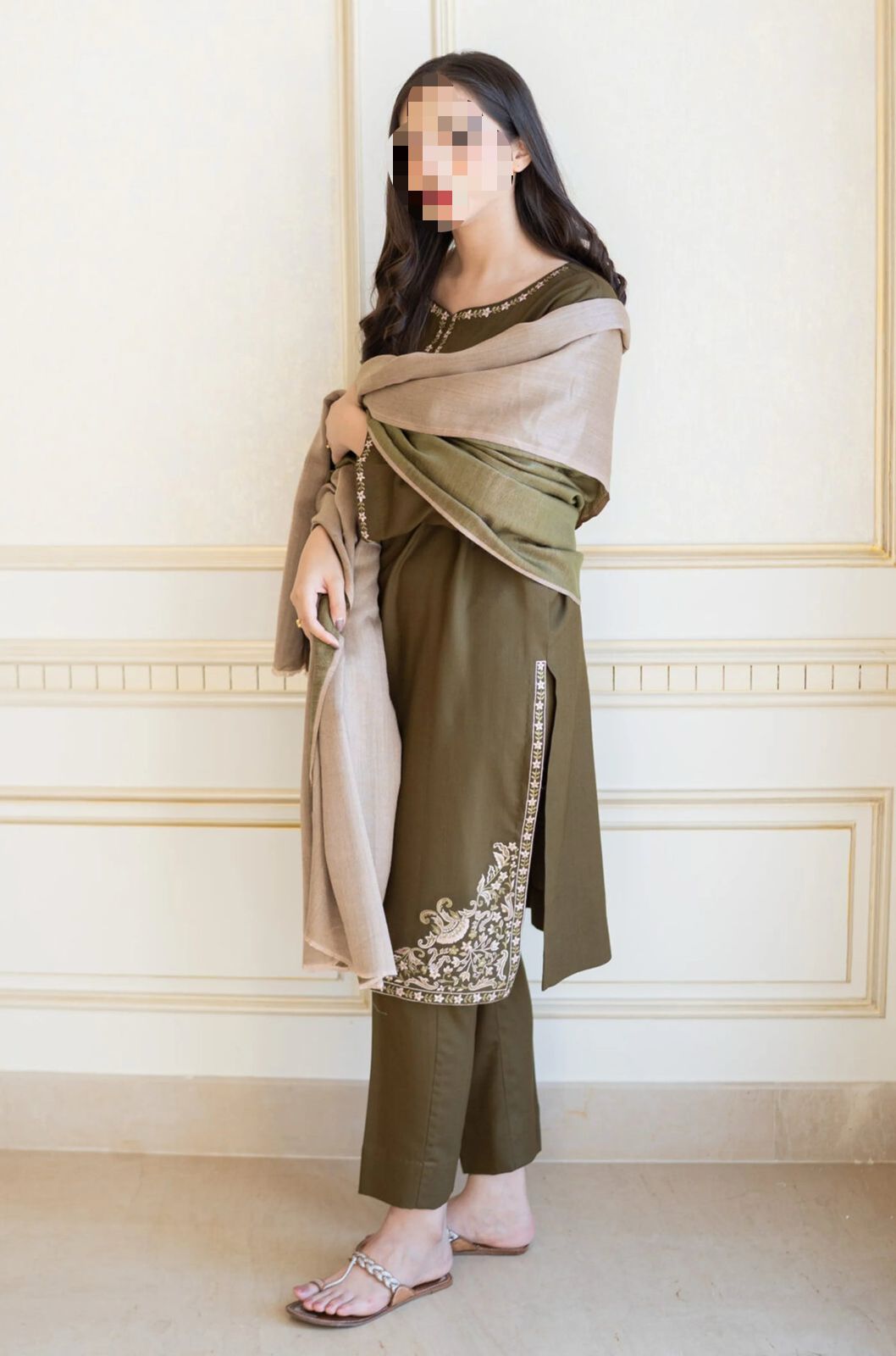 Dhanak Embroidered 3Piece D-039