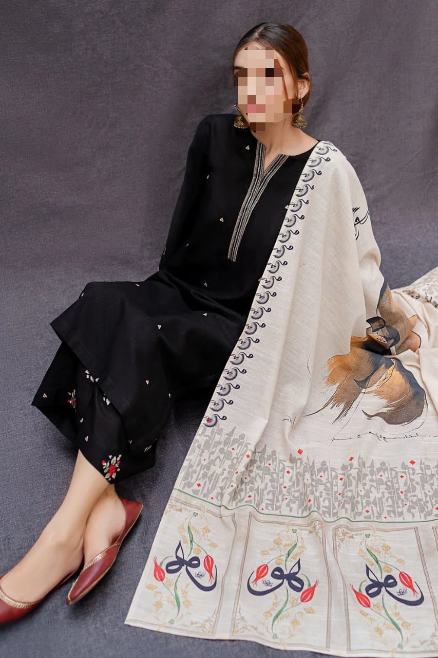 Dhanak Embroidered 3Piece D-040